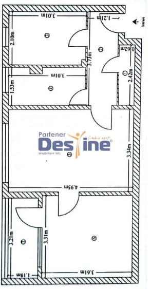 Bulevardul Primaverii - Apartament 2 camere, semidecomandat, 49 mp, etaj 4/4 - 1