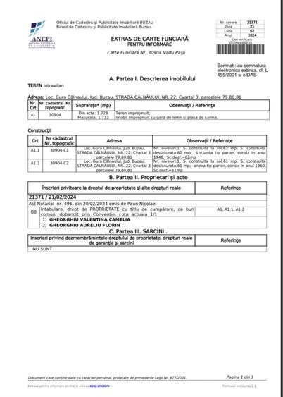TEREN INTRAVILAN 1.740 mp; BUZAU; TOATE UTILITATILE; CONSTRUIBIL Suprafata: 1.740 mp Deschidere: 23 ml | Adancime: 70 - 2