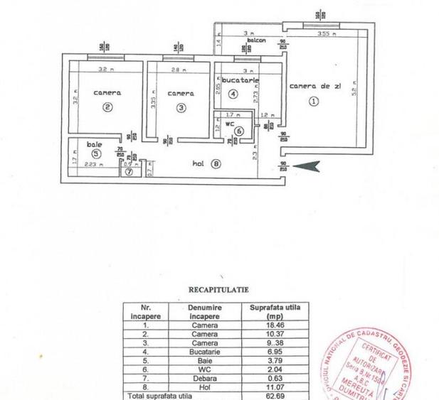 DE VANZARE, apartament 3 camere, mobilat si utilat, Al. T Ne - 8