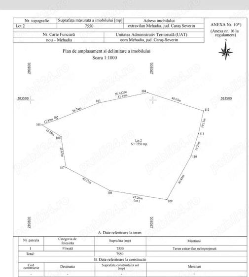 Vand teren 2 euro mp MEHADIA la 8 Km de Baile Herculane - 1