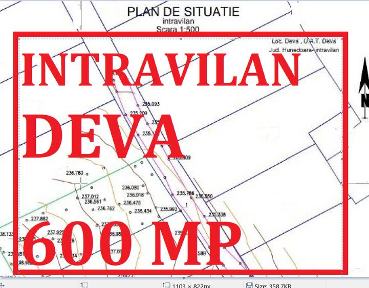 Teren intravilan DEVA 600 mp ideal casa cu utilitati. In oras nu pe dealuri - 1