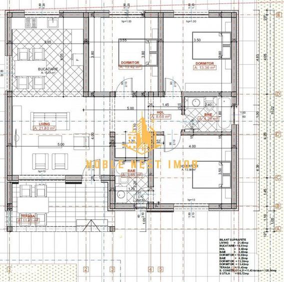 Casa parter 95 mp 4 camere proiect nou, Platou Prundu - 1