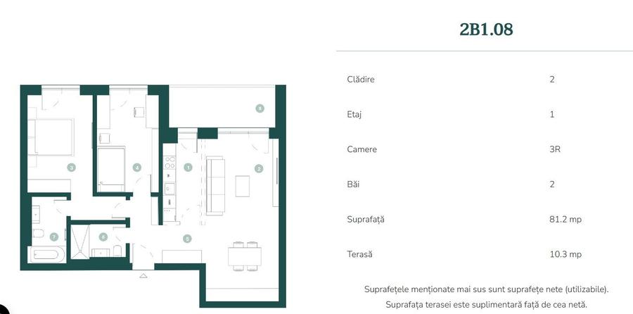 Apartament de 3 camere Timisoara, central,  81.2 mp utili - 2