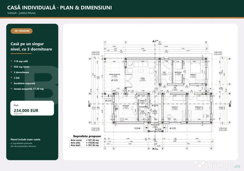 Casa individuala, 119 mp, teren 650 mp, zona Ivanesti - 3
