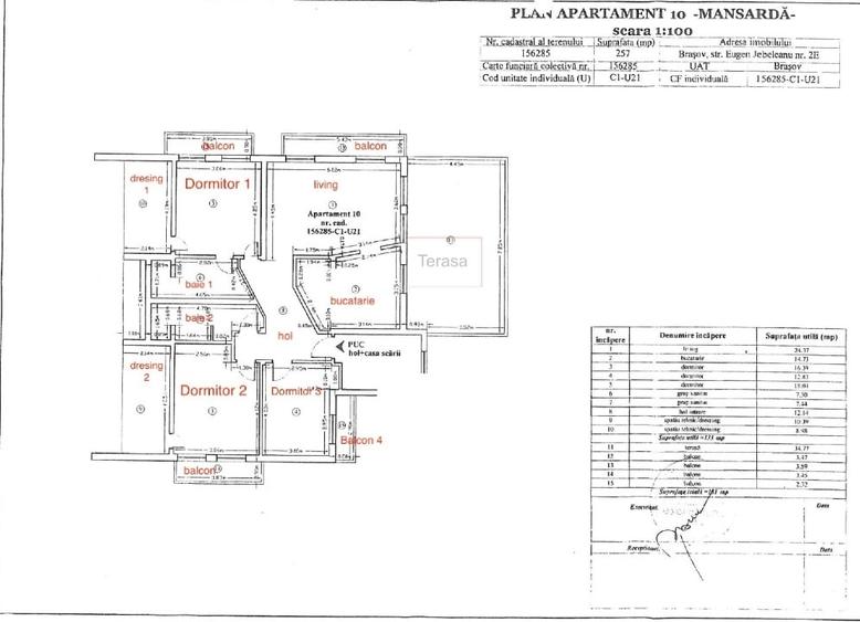 PENTHOUSE spectaculos, 180,9 mp utili, cu terasă și vedere superbă către Tâmpa