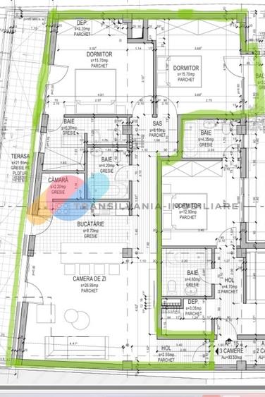 Apartament 3 camere, 93 mp, semifinisat – Someseni - 1