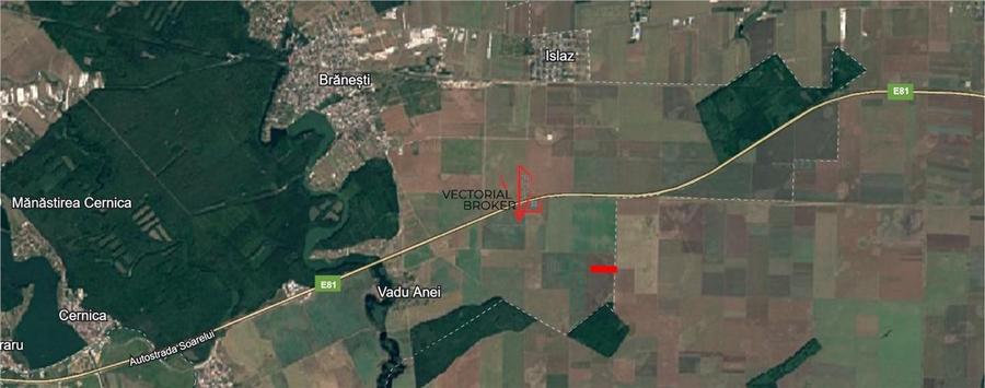 Teren extravilan 12.167 mp – Branesti, Ilfov – deschidere 27 m - 4