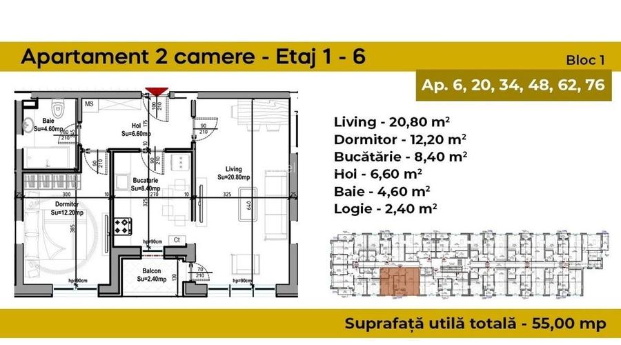 Apartament 2 Camere Sector 4 Zona Grand Arena 55Mp