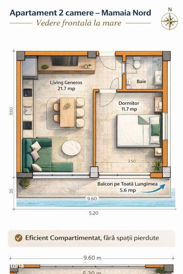Apartament luminos cu vedere la mare, ideal investitie - 4