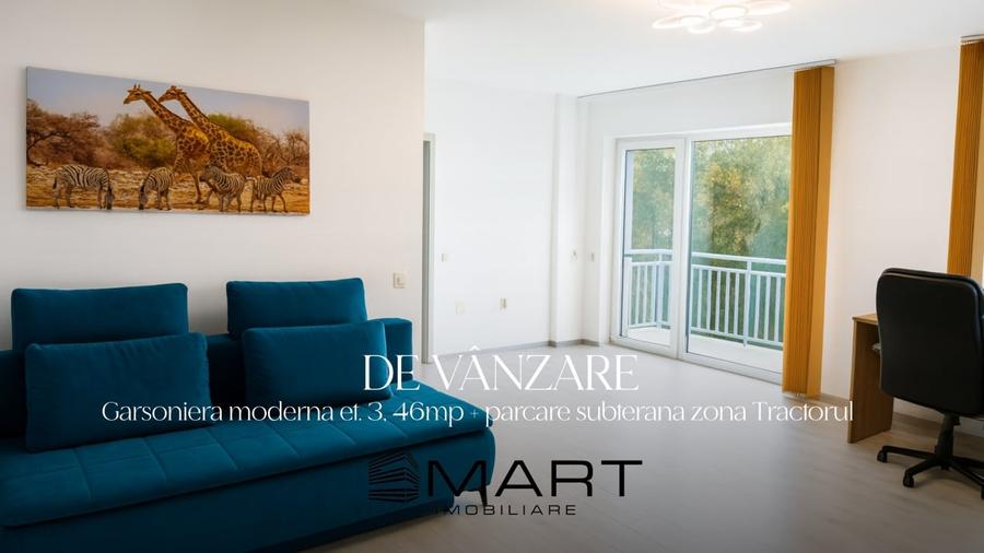 Garsoniera decomandata 46mp utili + loc de parcare subteran zona Tractorul - 1