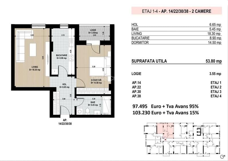 Apartament 2 Camere Sector 4 Grand Arena 57.35Mp