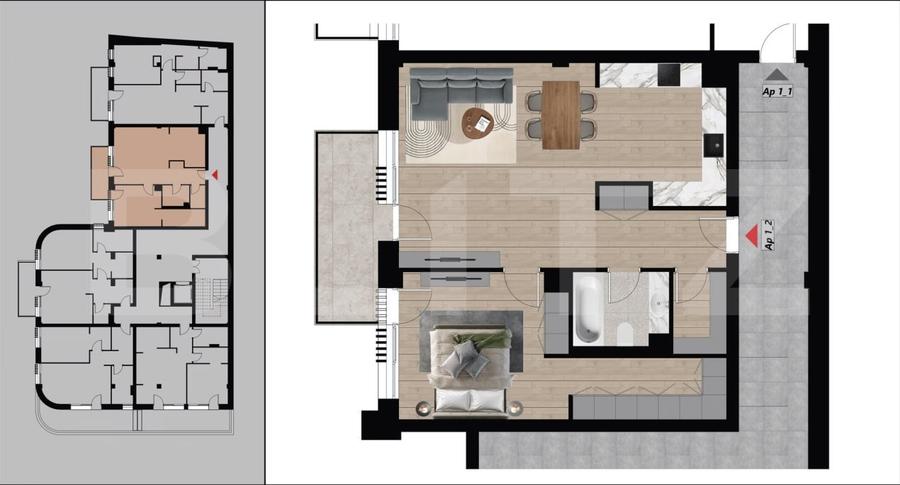 Apartament cu 2 camere decomandat în Dacia