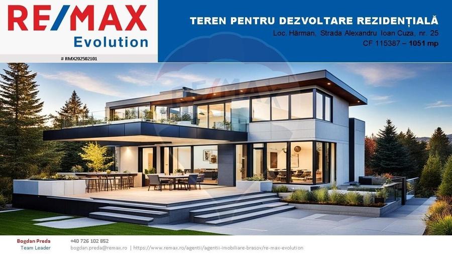 COMISION 0%  Teren 1,051mp/ Intravilan/Hărman - 10