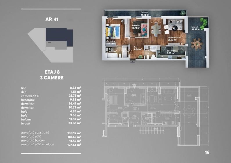 Apartament de lux cu 3 camere si terasa în Sinaia – 128 mp utili, parcare - 15