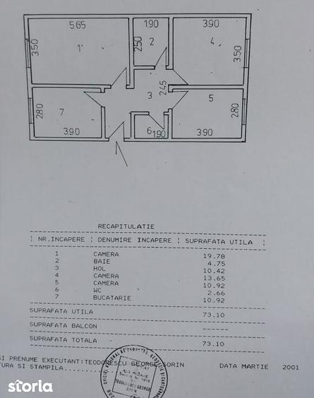 Apartament de 3 camere, 73 mp decomandat la parter inalt - 1