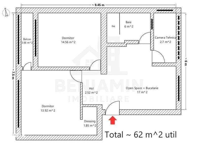 Apartament cu 3 camere semidecomandat în Griviței