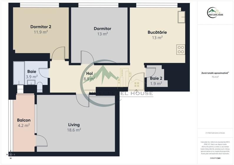 Apartament 3 camere, 2 bai, decomandat, etaj intermediar, str. Lt.Pais David - 15