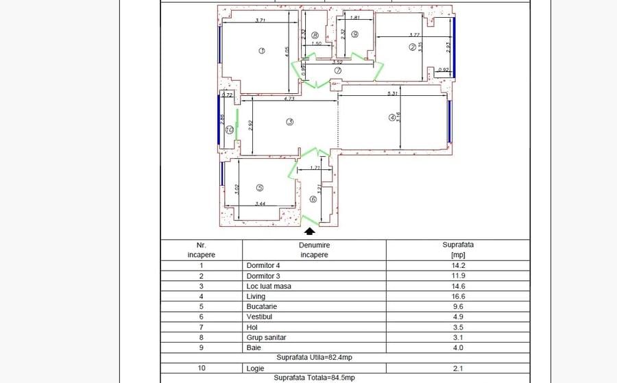Apartament cu 3 camere semidecomandat, mobilat în Crângași