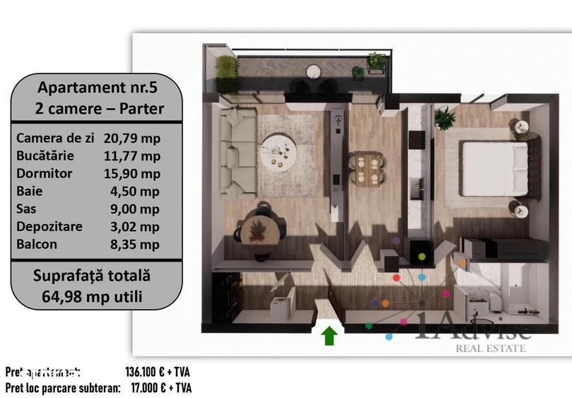 Apartament cu 2 camere în Centrul Istoric