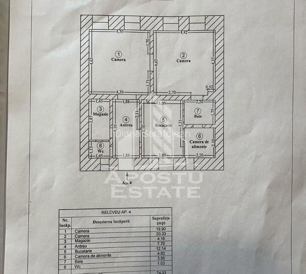 Apartament 3 camere, curte comuna, toate utilitatile, zon... Apartament 3 camere, curte comuna, toate utilitatile, zon...