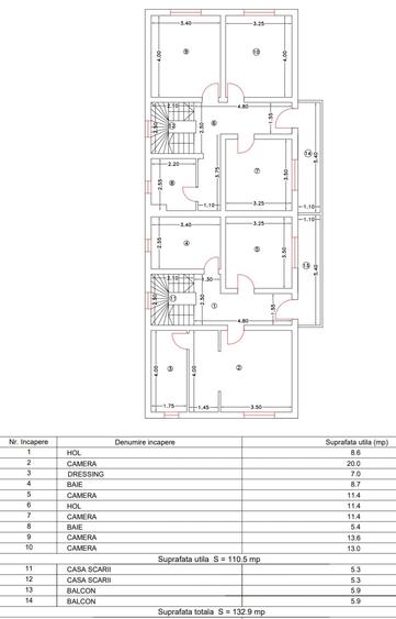 Duplex cu 6 camere cu Canalizare în Cumpăna