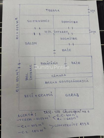 Casa si anexa de vanzare str.Calugareni, cartier Crucea Rosie