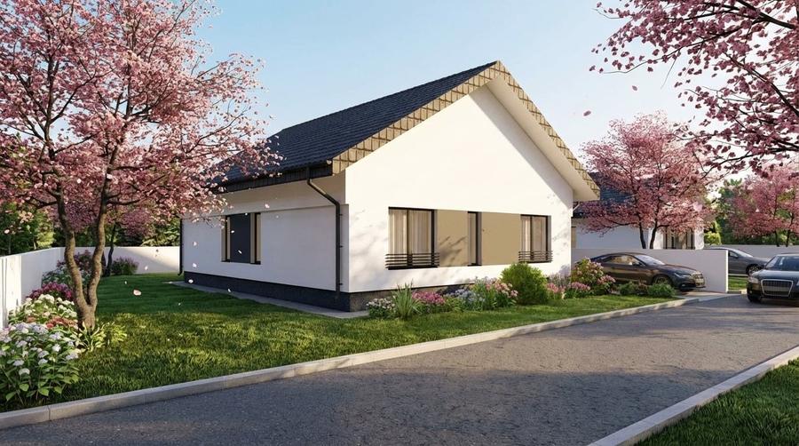 Casă individuală modernă pe parter, eficientă energetic. Comision 0 - 5
