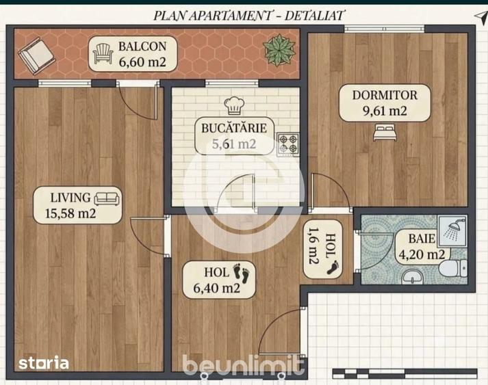 Apartament | 2 cam. | Decomandat | Logie de 6.6 Mp | Pivnita | Calea D - 8