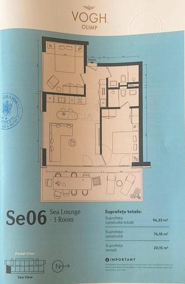 3 camere, 2 băi, vedere la mare – complet mobilat – Vogh Olimp - 2