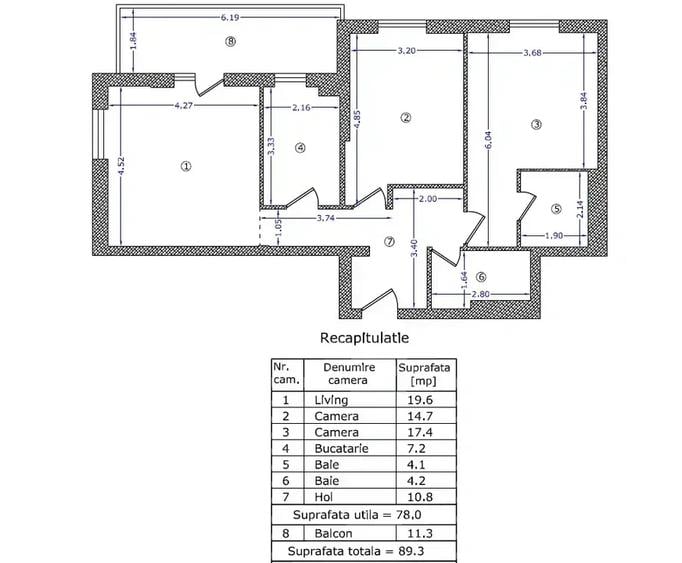 Apartament cu 3 camere decomandat în Nord