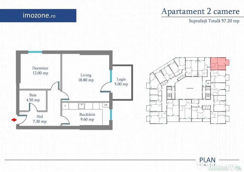 Apartament cu 2 camere decomandat în Păcii