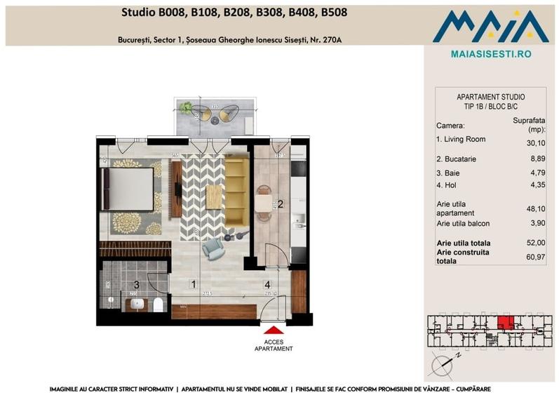 STUDIO | SISESTI | MAIA | LANGA METROU STRAULESTI | FINISAJE PREMIUM - 6