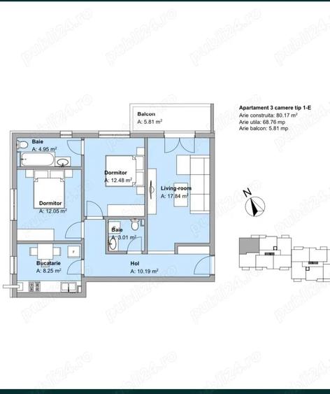 Vand apartament 3 camere - 1