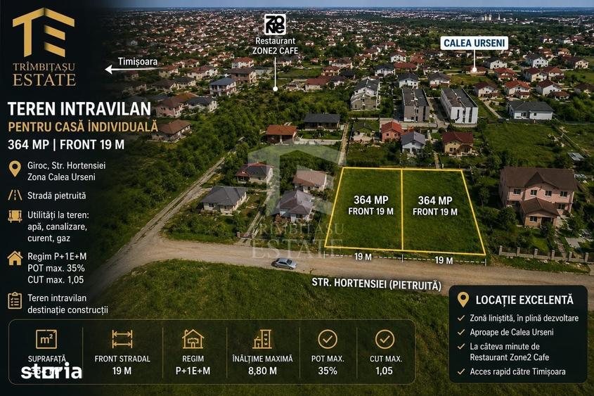 Teren intravilan | casa individuala | 364 mp | Zona Calea Urseni - 2