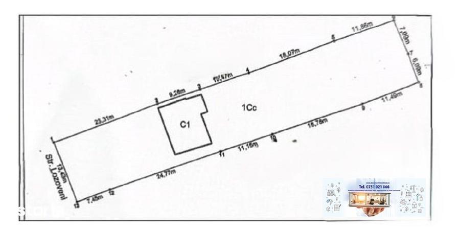 Casă cu 2 camere cu Teren 990 Mp în Central