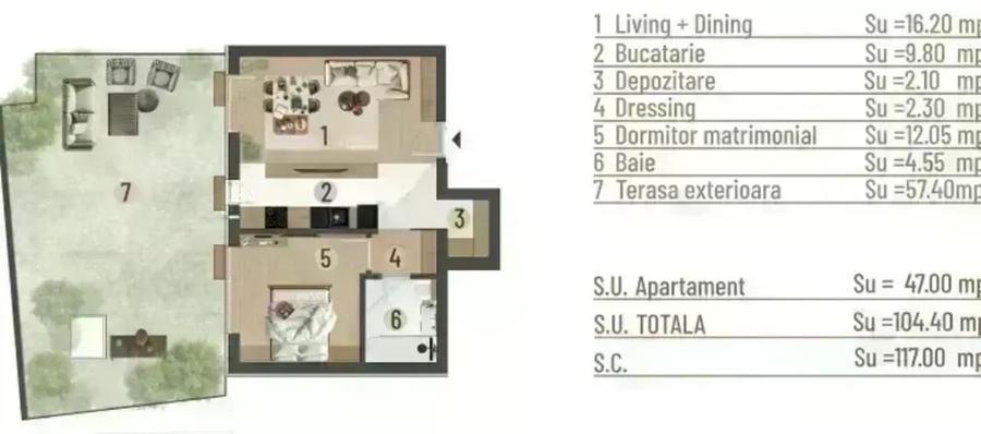 Apartament 2 camere | Lux | Terasa 57,40 mp I Bloc nou | COMISION 0 % - 9