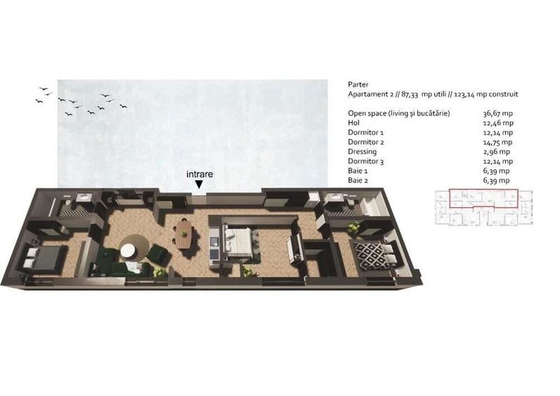 Tautii Magheraus (central) - BLOC NOU - ap. 3 camere, balcon - 9
