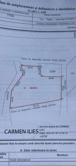 5700 mp Teren intrav. zona Mini Paradis, deschidere 44 ml- 28 eur/mp - 1