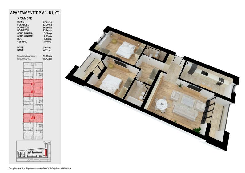 GHENCEA 87A-3 CAMERE +LOC PARCARE/192.000E+TVA - 2