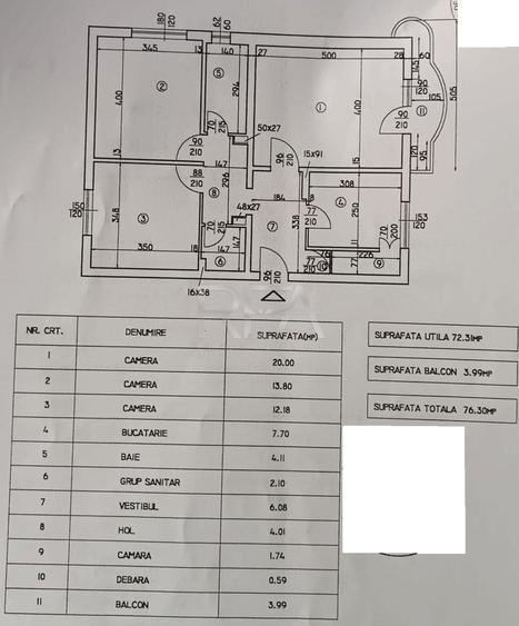 3 camere Unirii decomandat, inst. schimb., et. 2, an 1991, 76 mp - 4