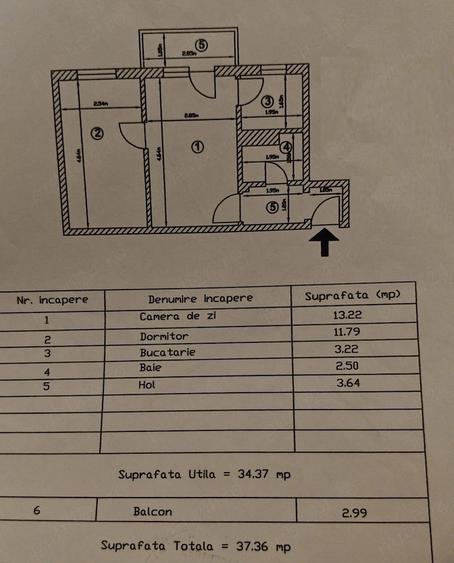Apartament cu 2 camere semidecomandat în Trivale