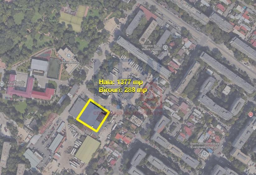 Hala 1.377 mp si birouri 288 mp - productie sau depozitare - central Bucuresti - 1