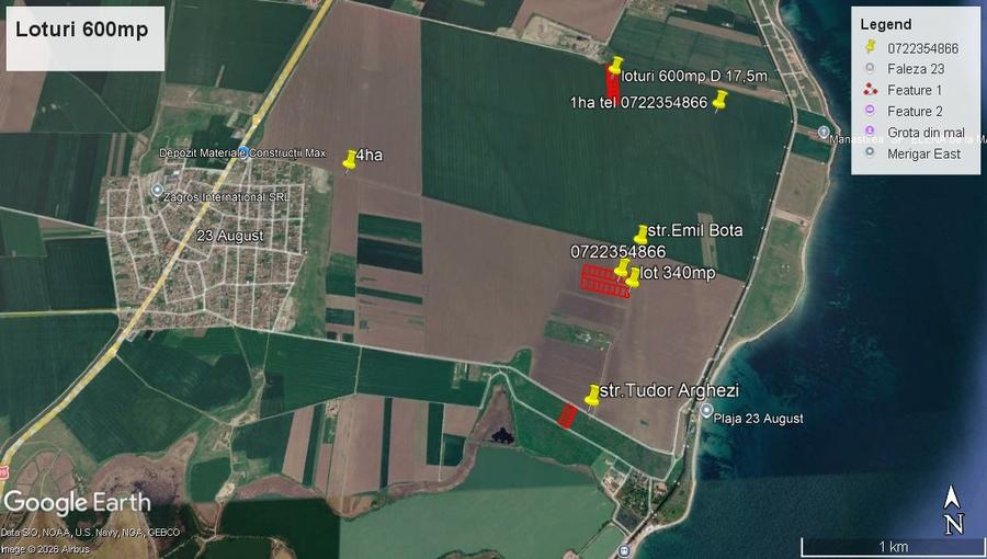 Teren agricol extravilan de 600 mp, în 23 August