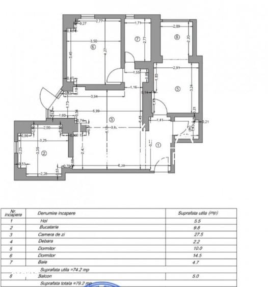 Apartament cu 3 camere în 9 Mai