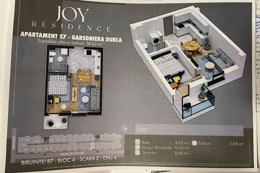 Apartament cu 2 camere decomandat în Berceni
