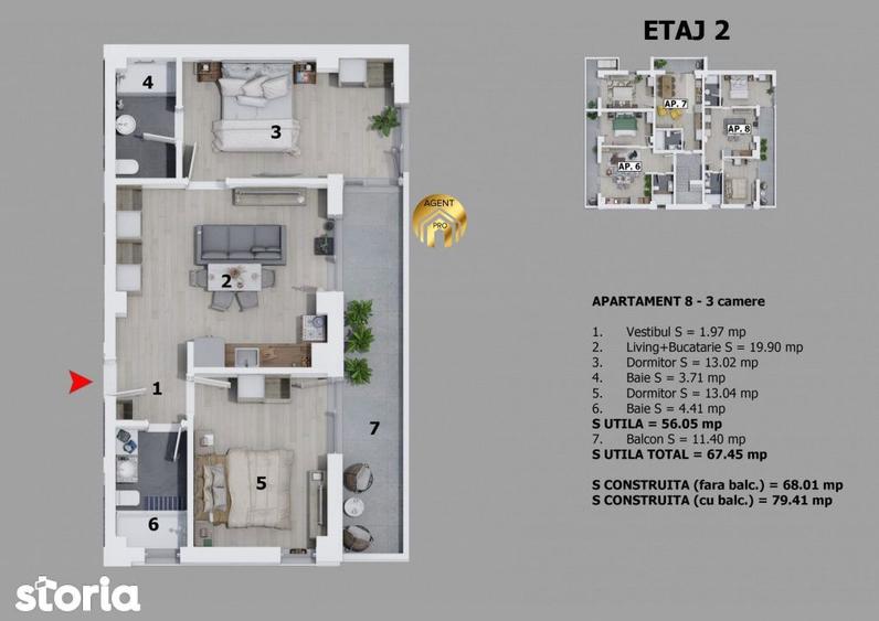 Apartament 3 Camere Etaj 2 - Prima Inchiriere - Disponibil Imediat - 6