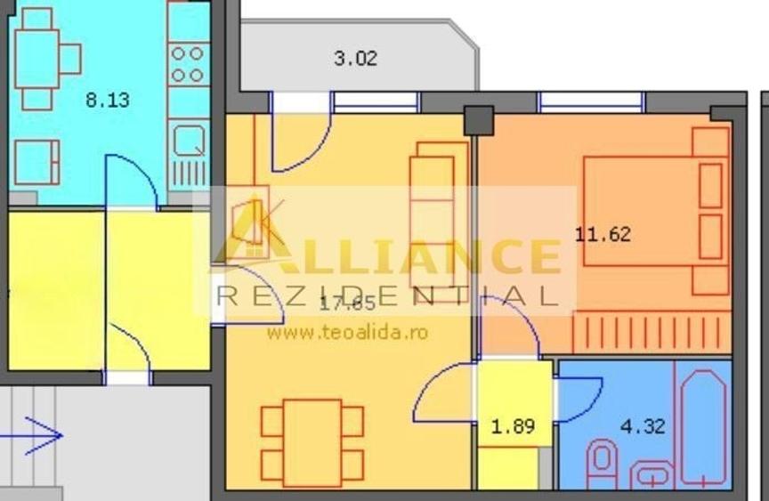 Apartament cu 2 camere semidecomandat, mobilat în Berceni