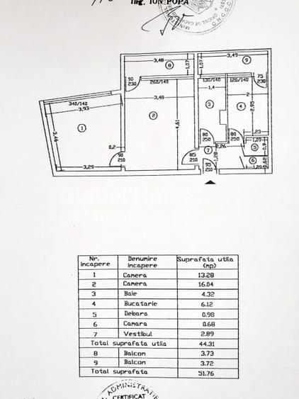 Apartament cu 2 camere semidecomandat, mobilat în P-ța Romană