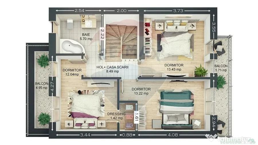 Casă cu 4 camere cu Teren 250 Mp în Noua