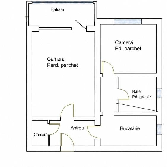 Apartament cu 2 camere semidecomandat în Central